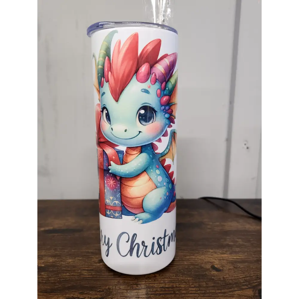 An adorable cute baby dragon with the message ’Merry Christmas’ - Tumbler - Tumbler