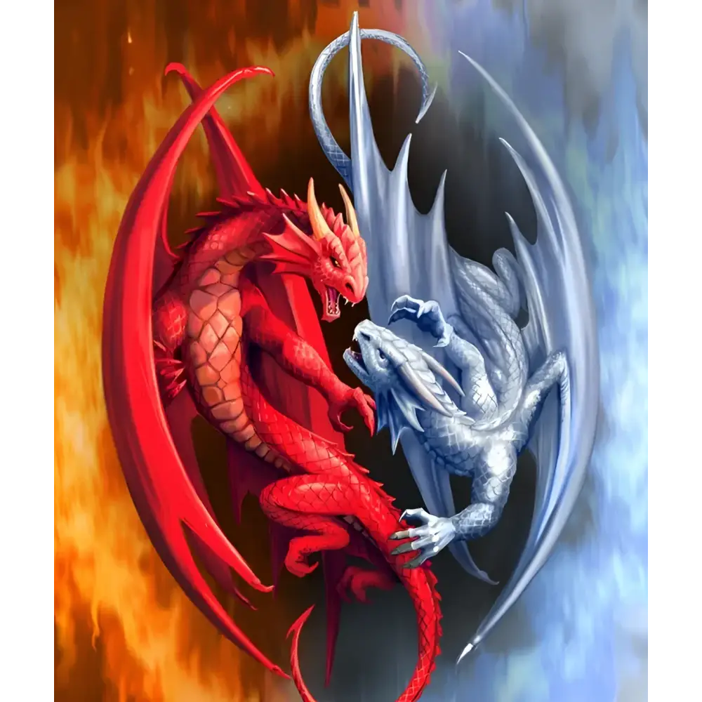 Anne Stokes 10’’x8’’ Wall Plaque - Fire and Ice - canvas plaque