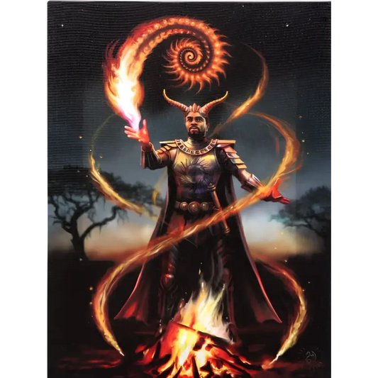 Anne Stokes 8’’x10’’ Plaque - Elemental Series (Earth/Air/Fire/Water) - Fire Wizard - plaque