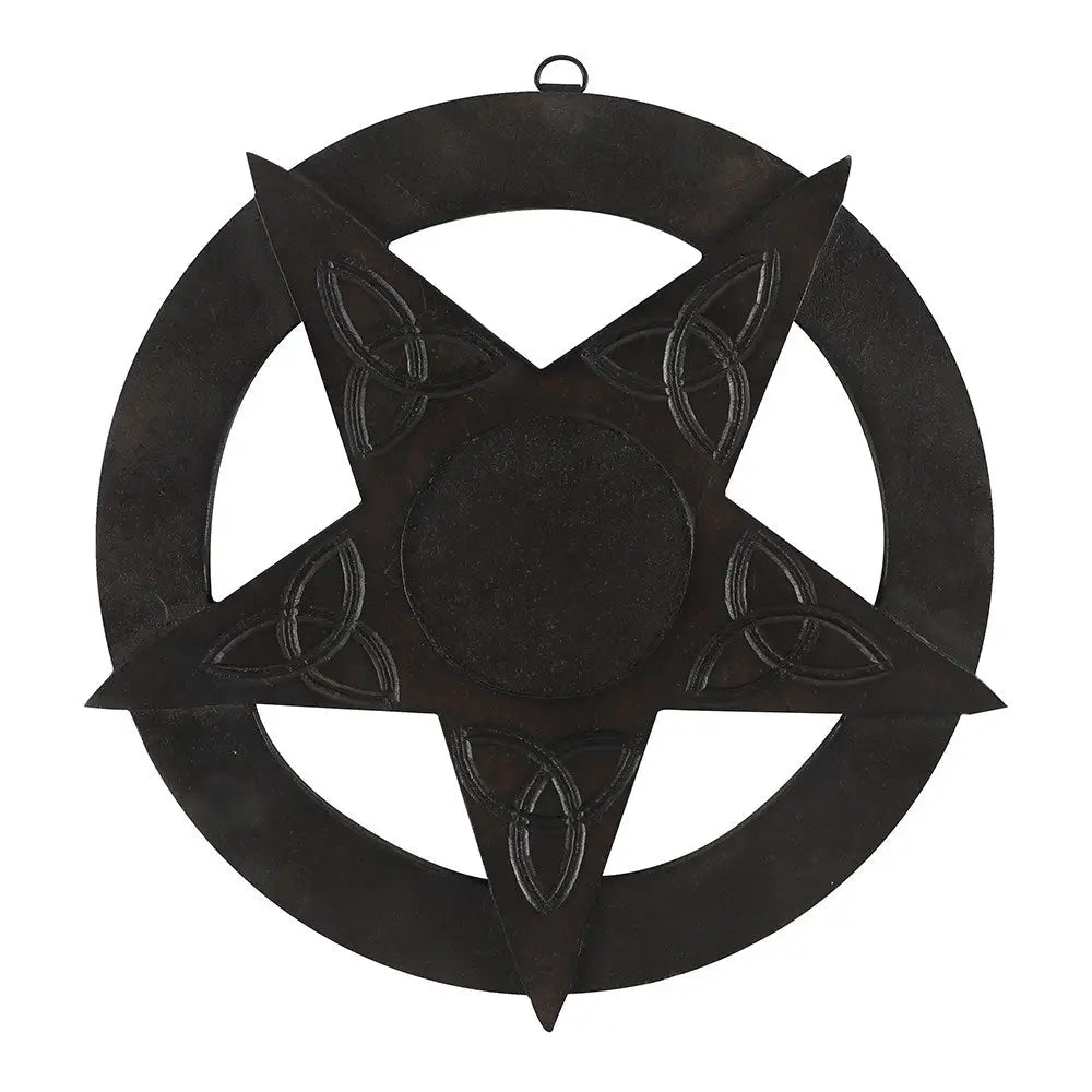 12’’ Black Wood Pentagram - plaque
