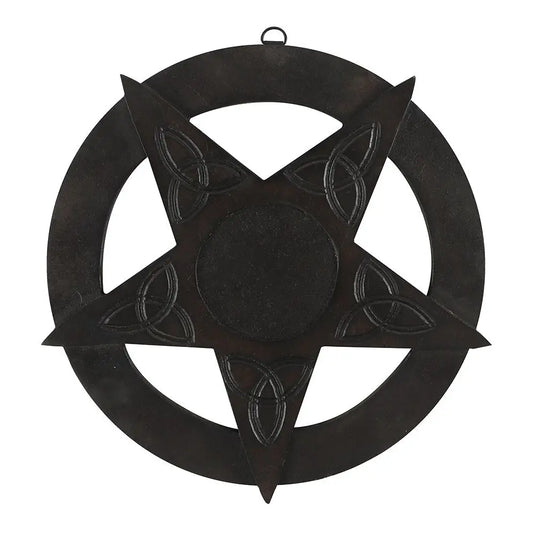 12’’ Black Wood Pentagram - plaque