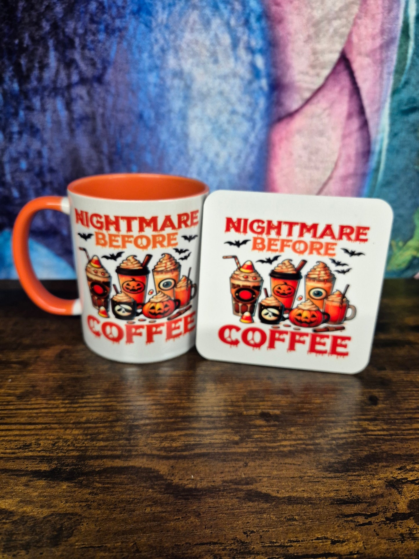 Nightmare before coffee mug with optional coaster