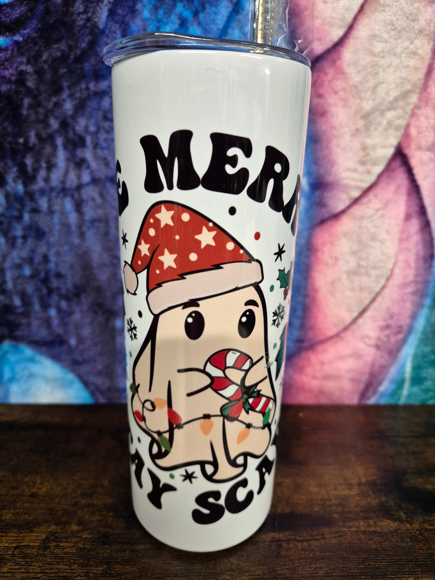 Be Merry Stay Scary Christmas Ghost 20oz tumbler - perfect gift for the festive season