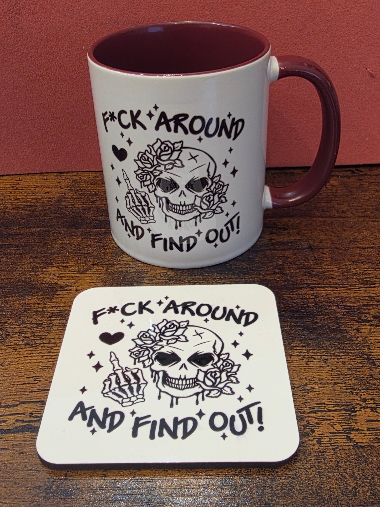 F*ck around and find out coffee mug with optional coaster