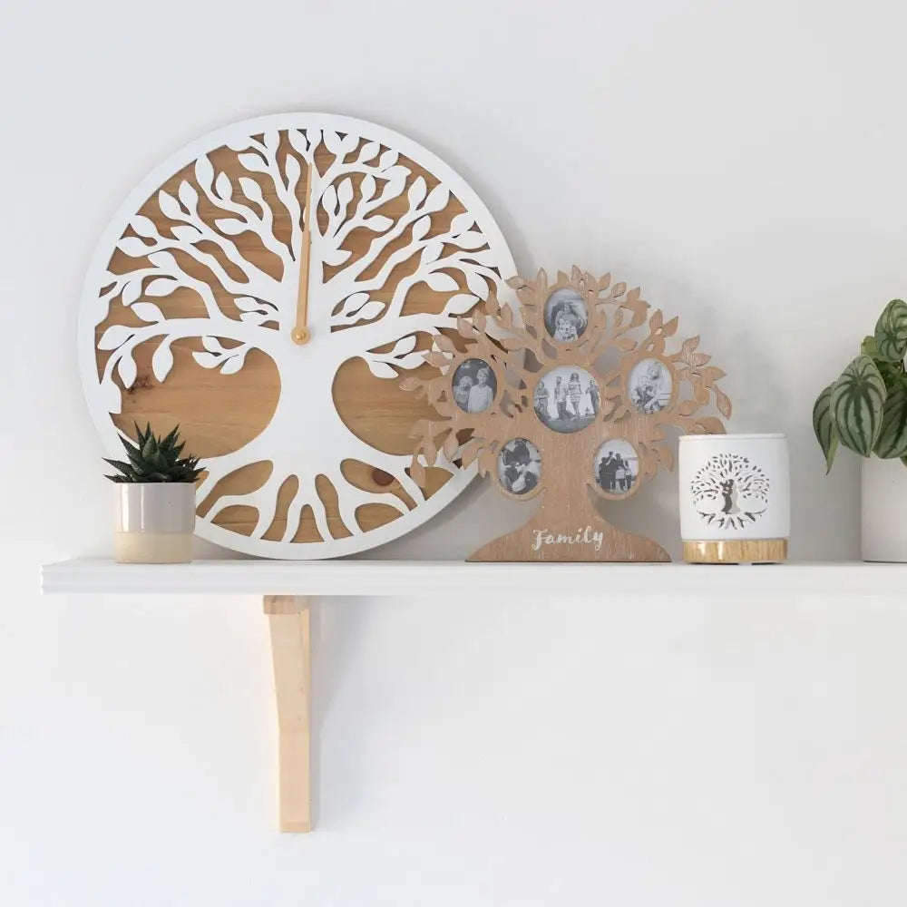 40cm White tree of life cut out clock - clock