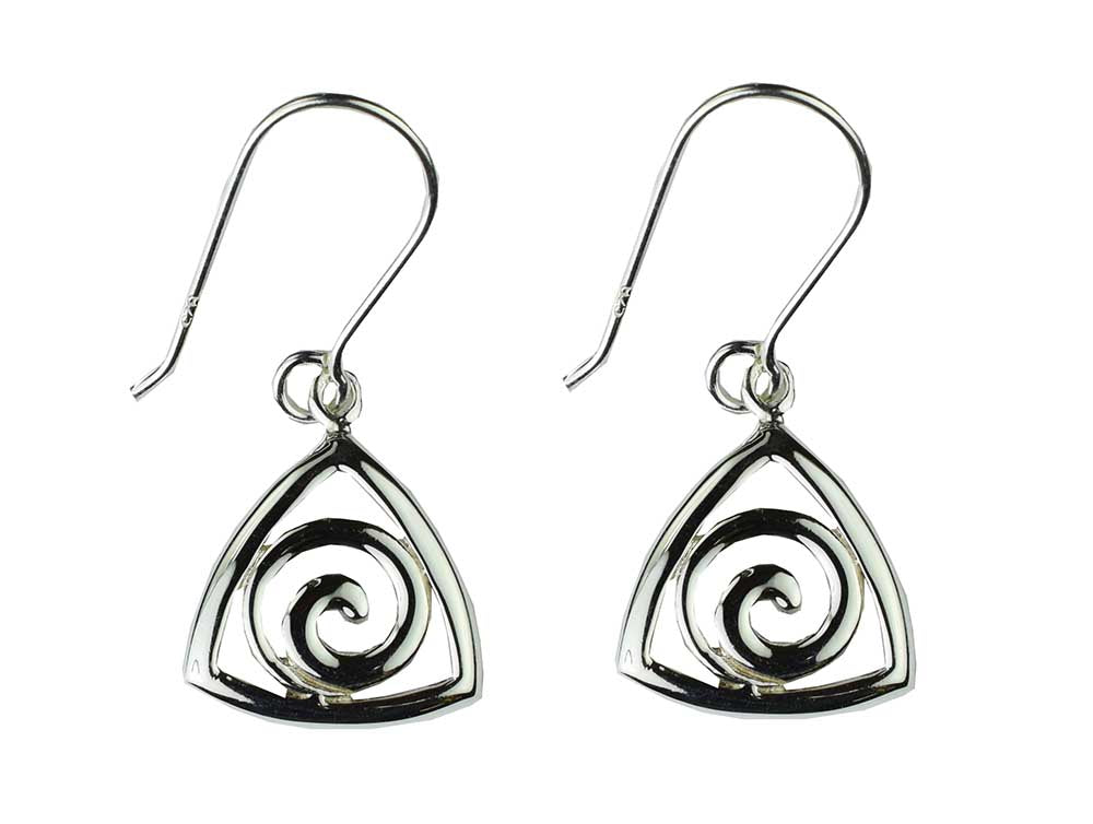 Earring Triangle With Swirl Cut Design 925 Sterling Silver