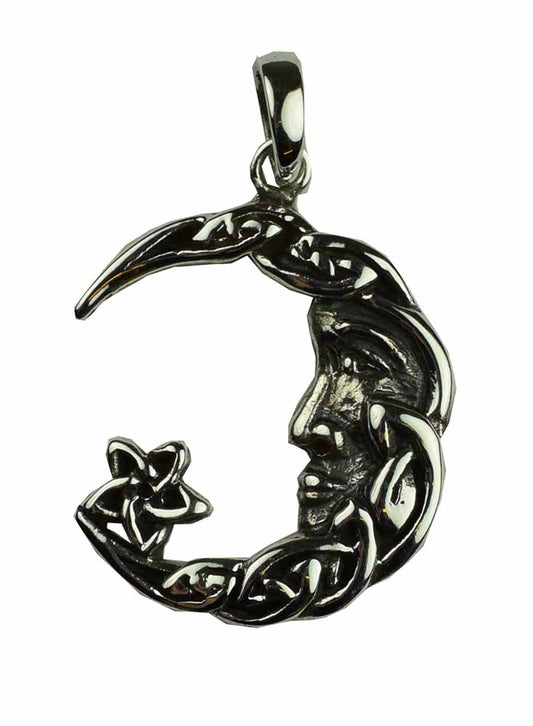 Pendant Moon Celtic With Star Hanging 925 Sterling Silver