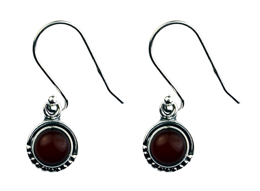 Earring Circle Hanging With Carnelian Stone 925 Sterling Silver