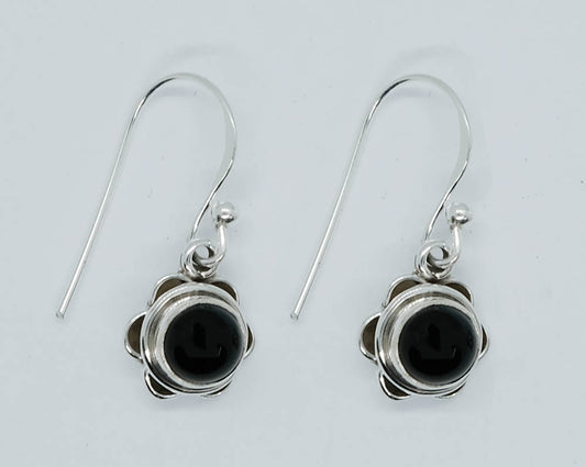 925 Sterling Silver Earring Black Onyx Round Shape 6x6mm