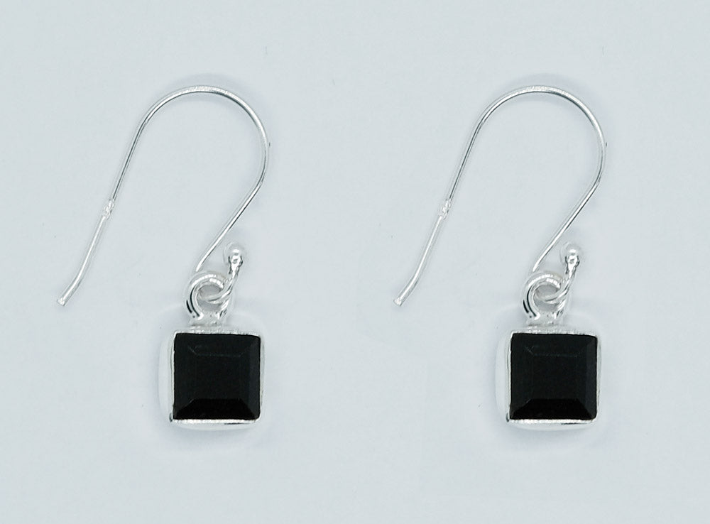 925 Sterling Silver Earring Square Cut Black Onyx 6x6mm