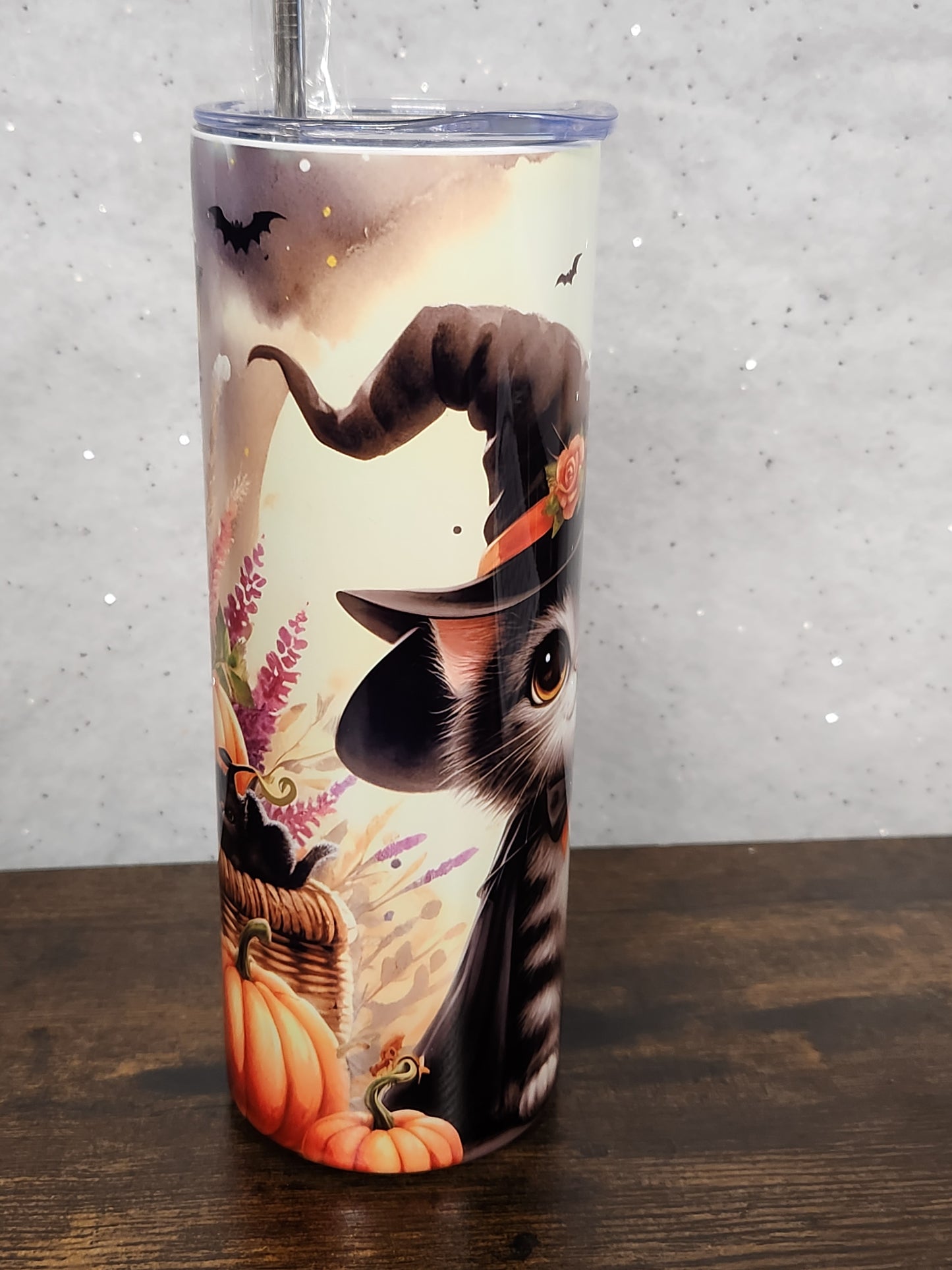 Cute Witchy Kitten Halloween Tumbler - Perfect for Your Drinks - Drinkware, Tumbler