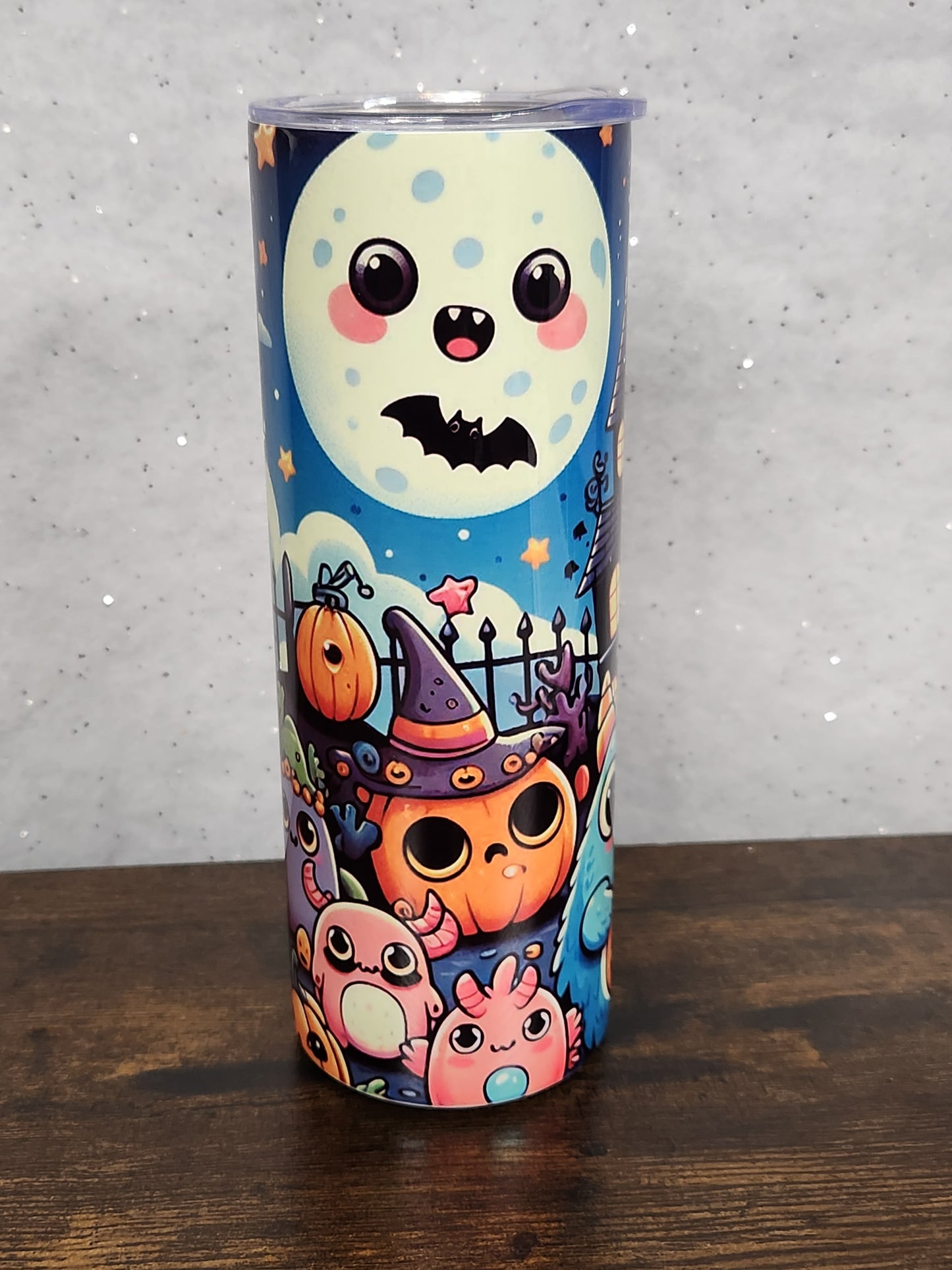 Cute Halloween Scene Tumbler - Perfect for Your Halloween Party - Drinkware, Bottle