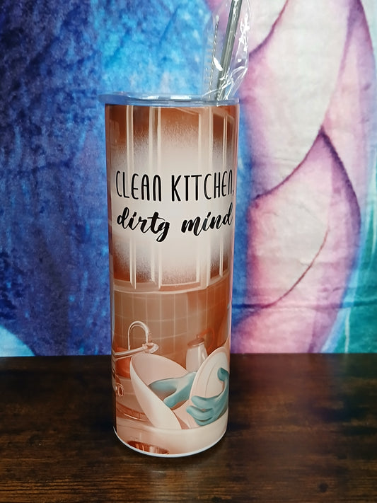 Cheeky 'Clean Kitchen, Dirty Mind' Tumbler - Drinkware for Kitchen Lovers - Tumblers