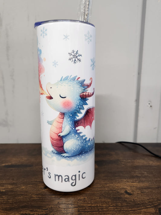 A Cute, Little Ice Dragon with "Winter's Magic" message - Tumbler