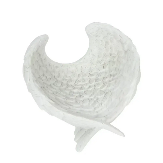 A resin Angel wing dish. Perfect for holding jewellery trinkets or gemstones and crystals.