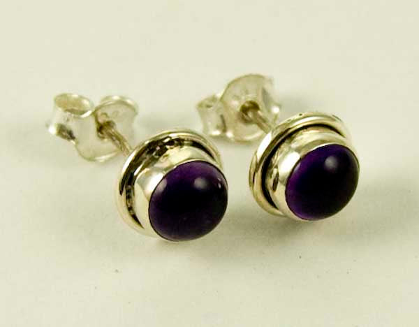 Sterling Silver Earring Stud Amethyst