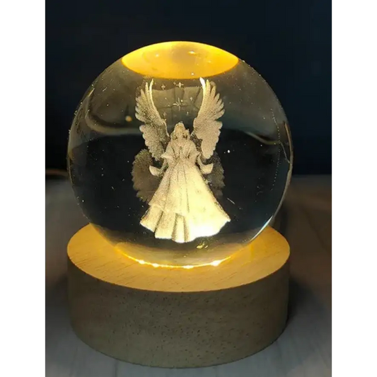 Angel Engraved 60mm Orb with light stand Angel Sphere Angel Crystal Ball. - led lamp
