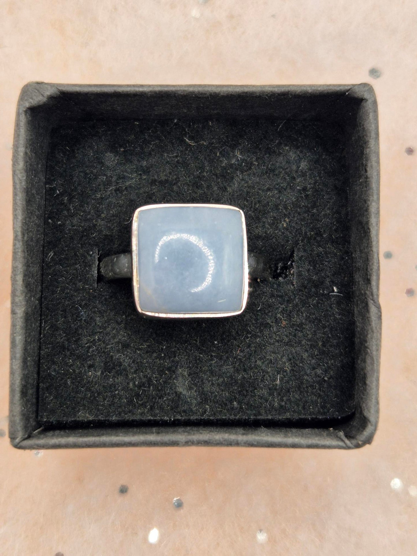 Angelite rings - choice of 2- oval or square, sterling silver, 925,