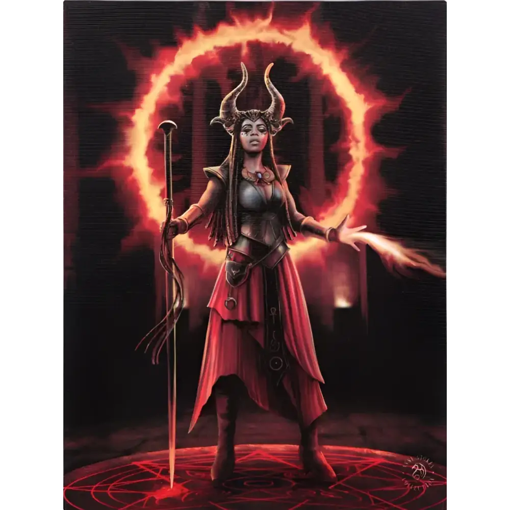 Anne Stokes 8’’x10’’ Plaque - Elemental Series (Earth/Air/Fire/Water) - Fire Sorceress - plaque