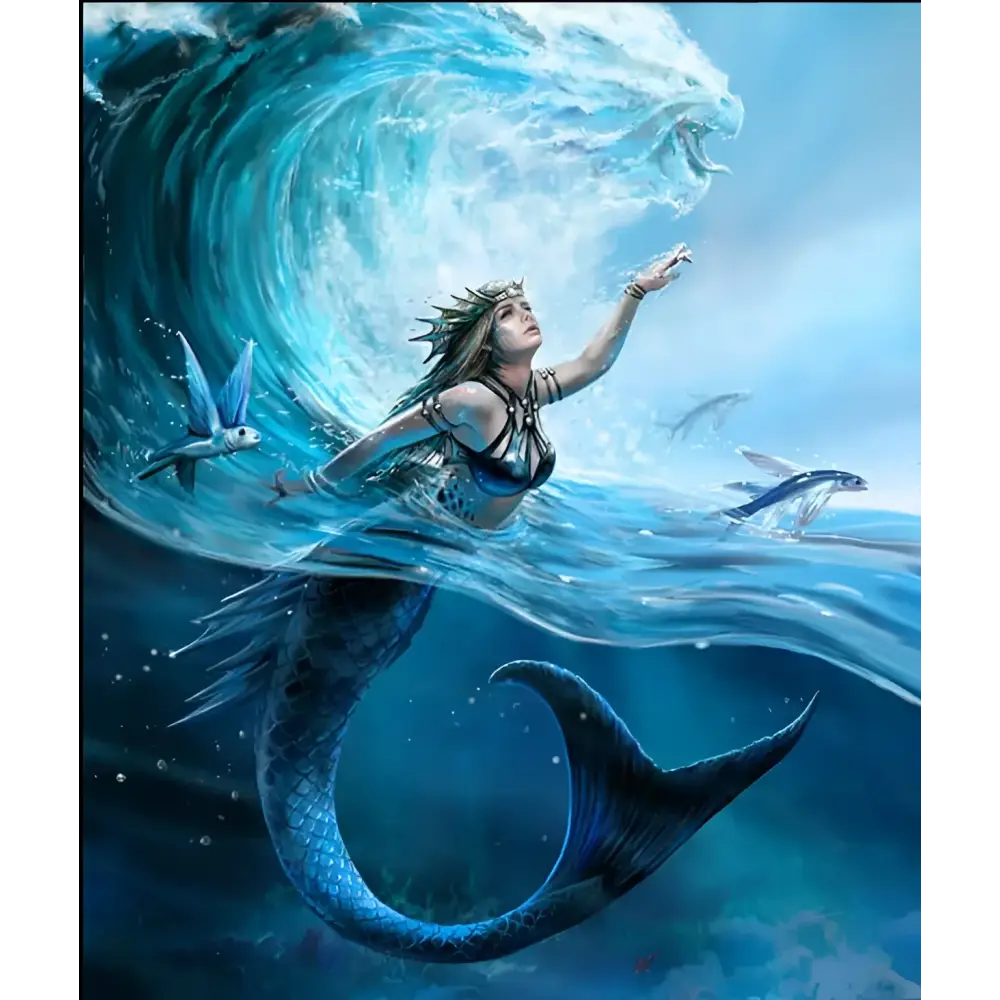 Anne Stokes 8’’x10’’ Plaque - Elemental Series (Earth/Air/Fire/Water) - Water Sorceress - plaque