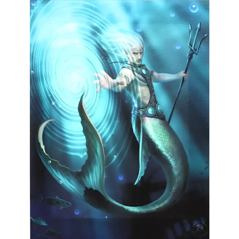 Anne Stokes 8’’x10’’ Plaque - Elemental Series (Earth/Air/Fire/Water) - Water Wizard - plaque
