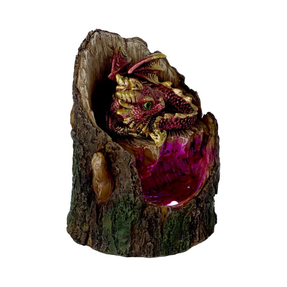 Arboreal Hatchling Red 10.8cm Arboreal Hatchling Red Dragon in Tree Trunk Light Up Figurine by NEMESIS NOW