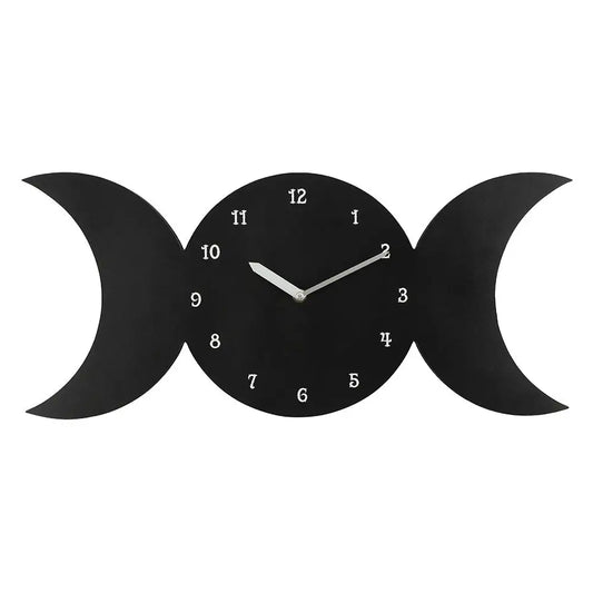 Black Triple Moon MDF Clock - clock