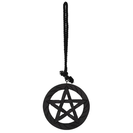 Black Wooden Hanging Pentagram - plaque