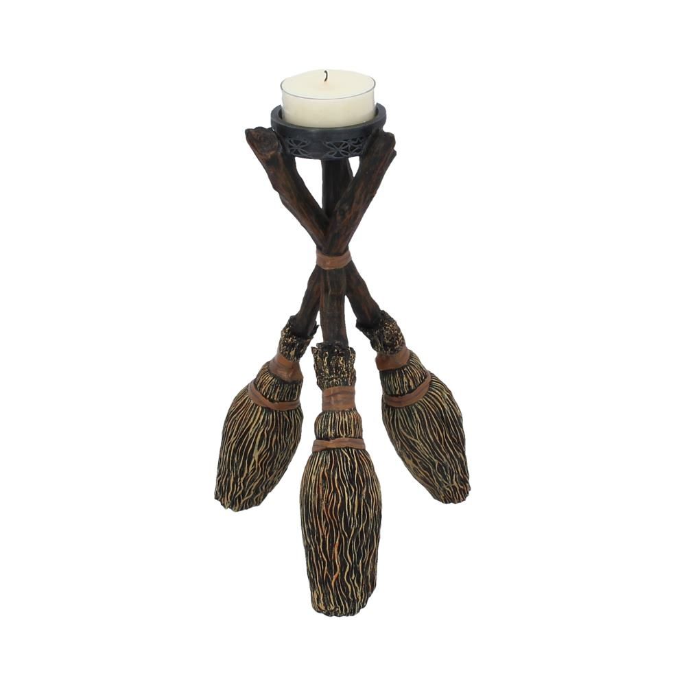 Broomstick Tea light holder 20.5cm Triple Broomstick Witchcraft Tealight Holder