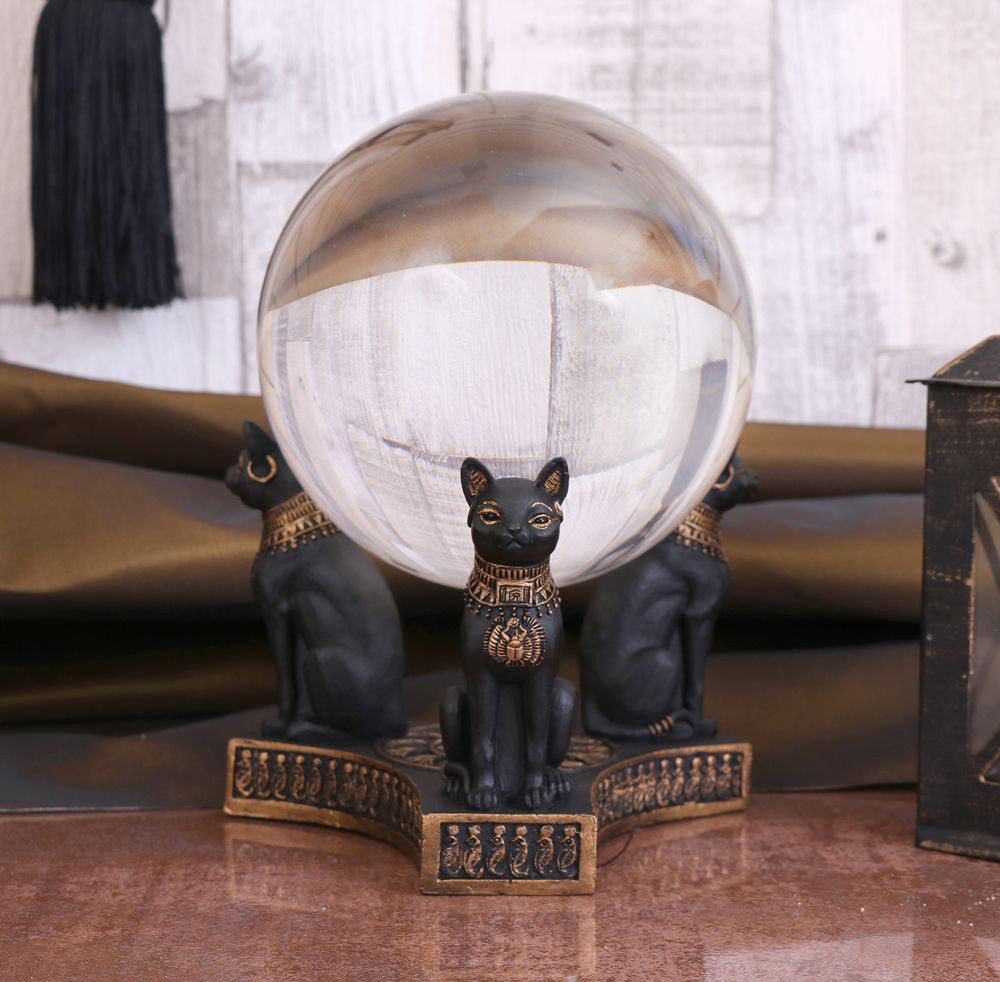 Bastet's Honour Crystal Ball Holder 12.7cm Bastet's Honour Egyption Cat Crystal Ball Holder 12.7cm