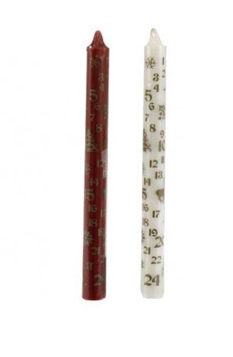 Luxury advent candle available in cream or red. 25 cm tall