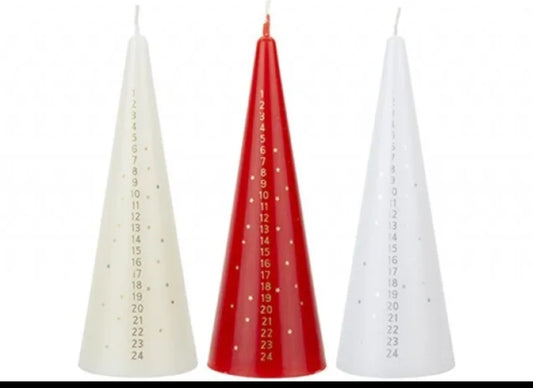 15CM cone advent candle available in cream or red