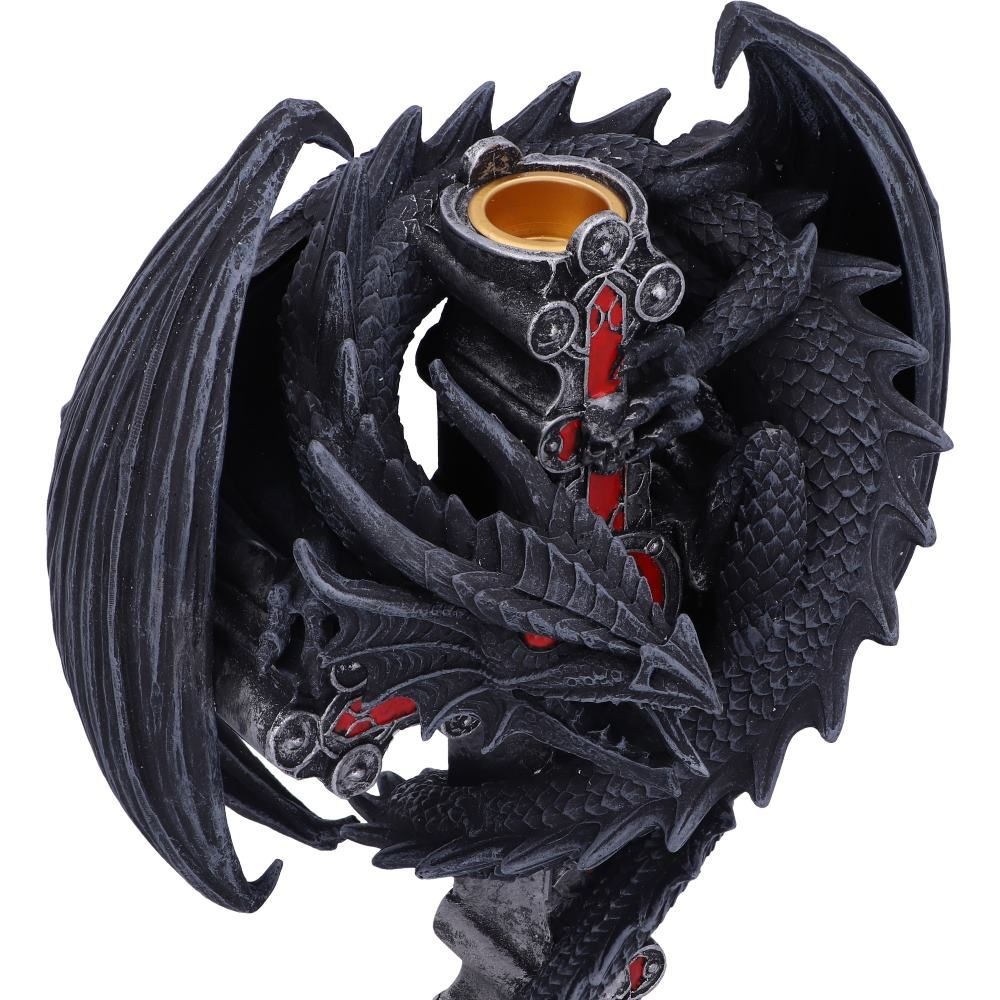 Gothic Guardian Candle Holder (AS) 26.5cm Anne Stokes Gothic Guardian Dragon Cross Candle Holder 26.5cm, Black