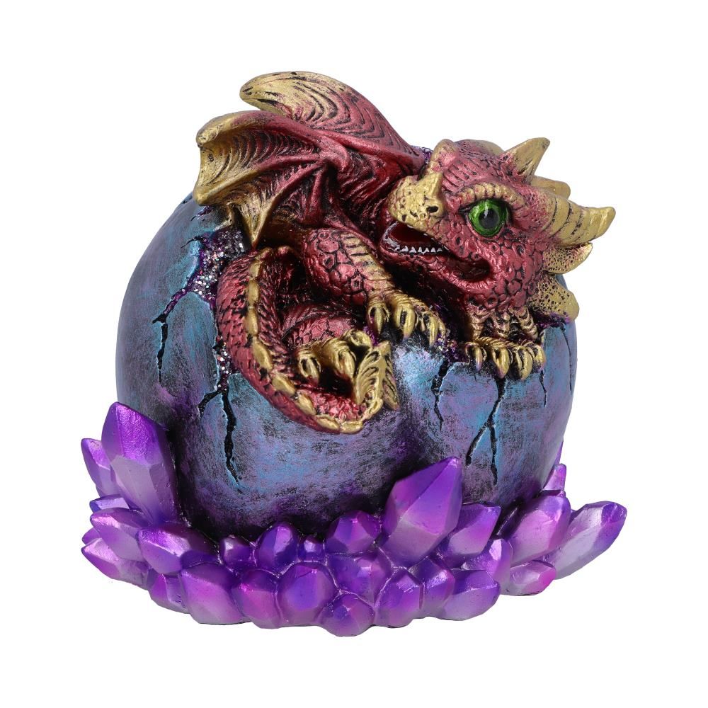 Crimson Hatchling Glow 12.5cm Crimson Hatchling Glow Dragon Red Dragonling Crystal Figurine by NEMESIS NOW