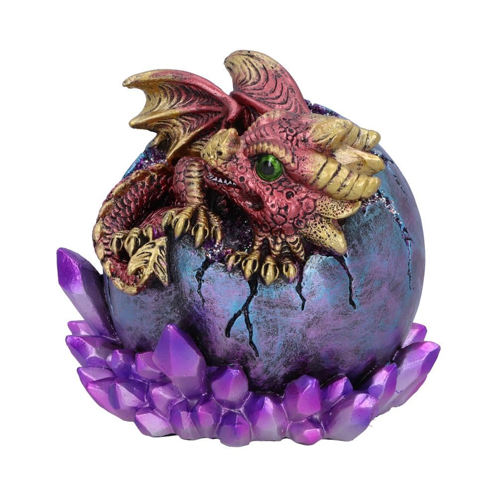 Crimson Hatchling Glow 12.5cm Crimson Hatchling Glow Dragon Red Dragonling Crystal Figurine by NEMESIS NOW