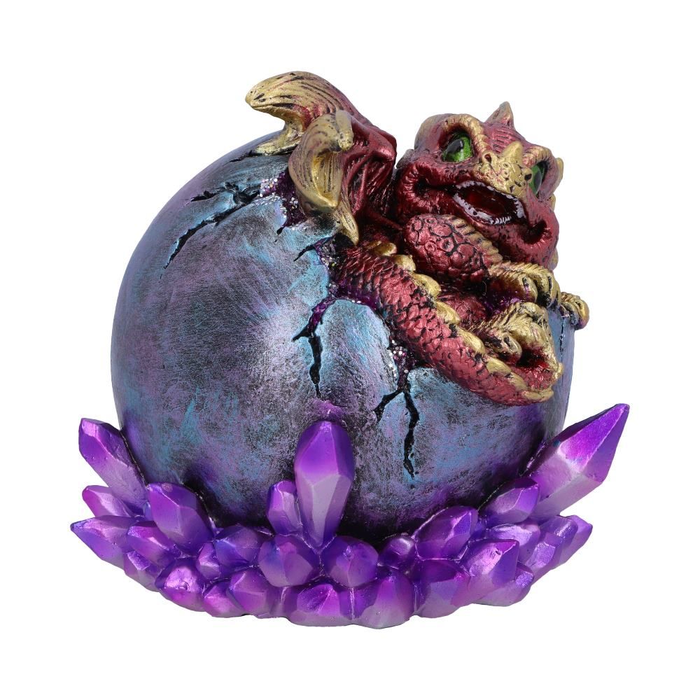 Crimson Hatchling Glow 12.5cm Crimson Hatchling Glow Dragon Red Dragonling Crystal Figurine by NEMESIS NOW