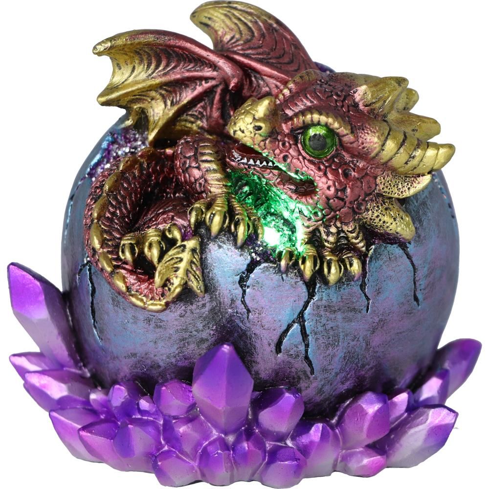 Crimson Hatchling Glow 12.5cm Crimson Hatchling Glow Dragon Red Dragonling Crystal Figurine by NEMESIS NOW