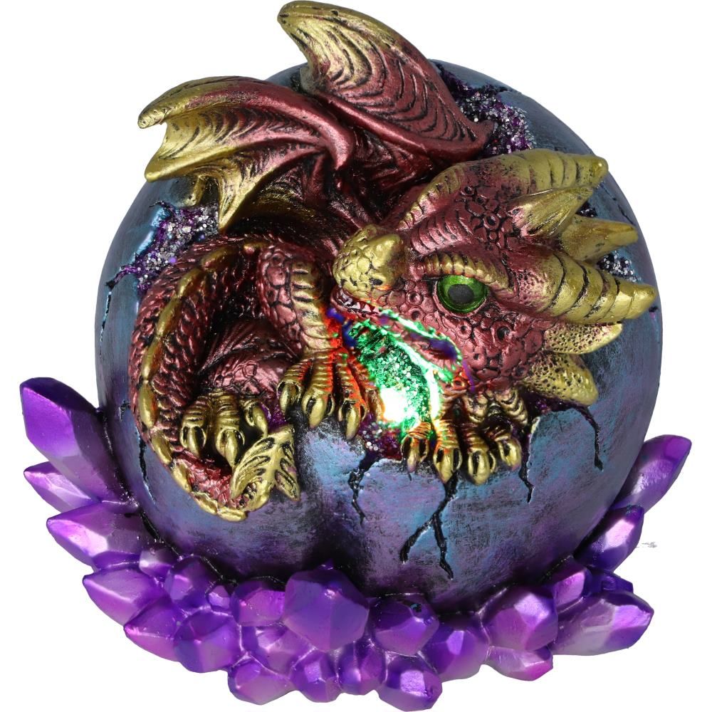 Crimson Hatchling Glow 12.5cm Crimson Hatchling Glow Dragon Red Dragonling Crystal Figurine by NEMESIS NOW