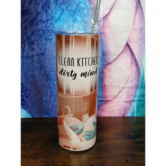 Cheeky ’Clean Kitchen Dirty Mind’ Tumbler - Drinkware for Kitchen Lovers - Tumblers - Tumbler