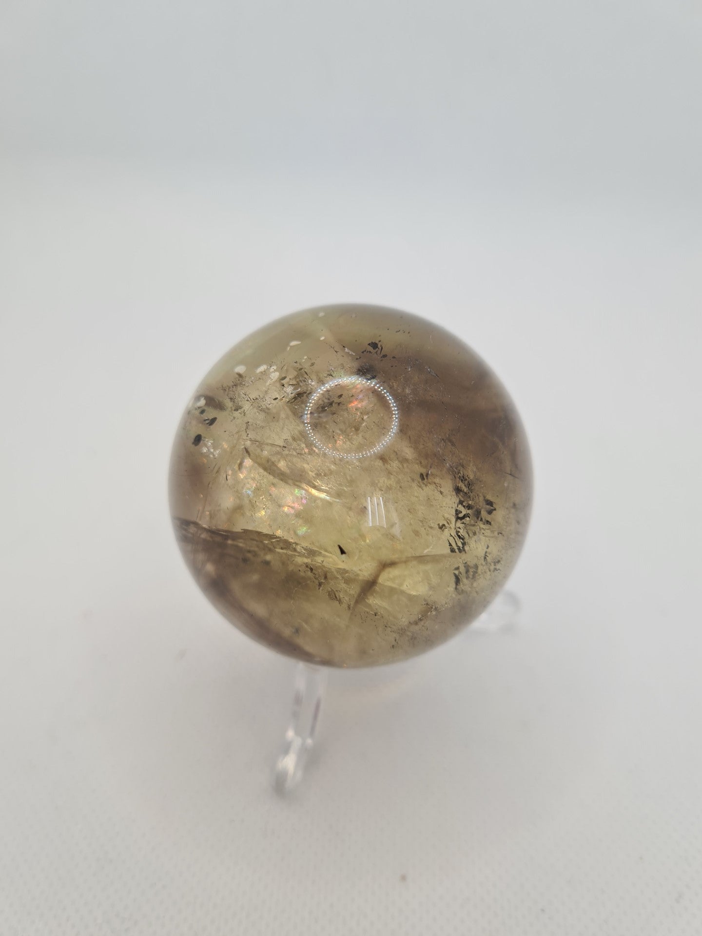 Lovely Citrine sphere with rutile (beautiful rainbows)