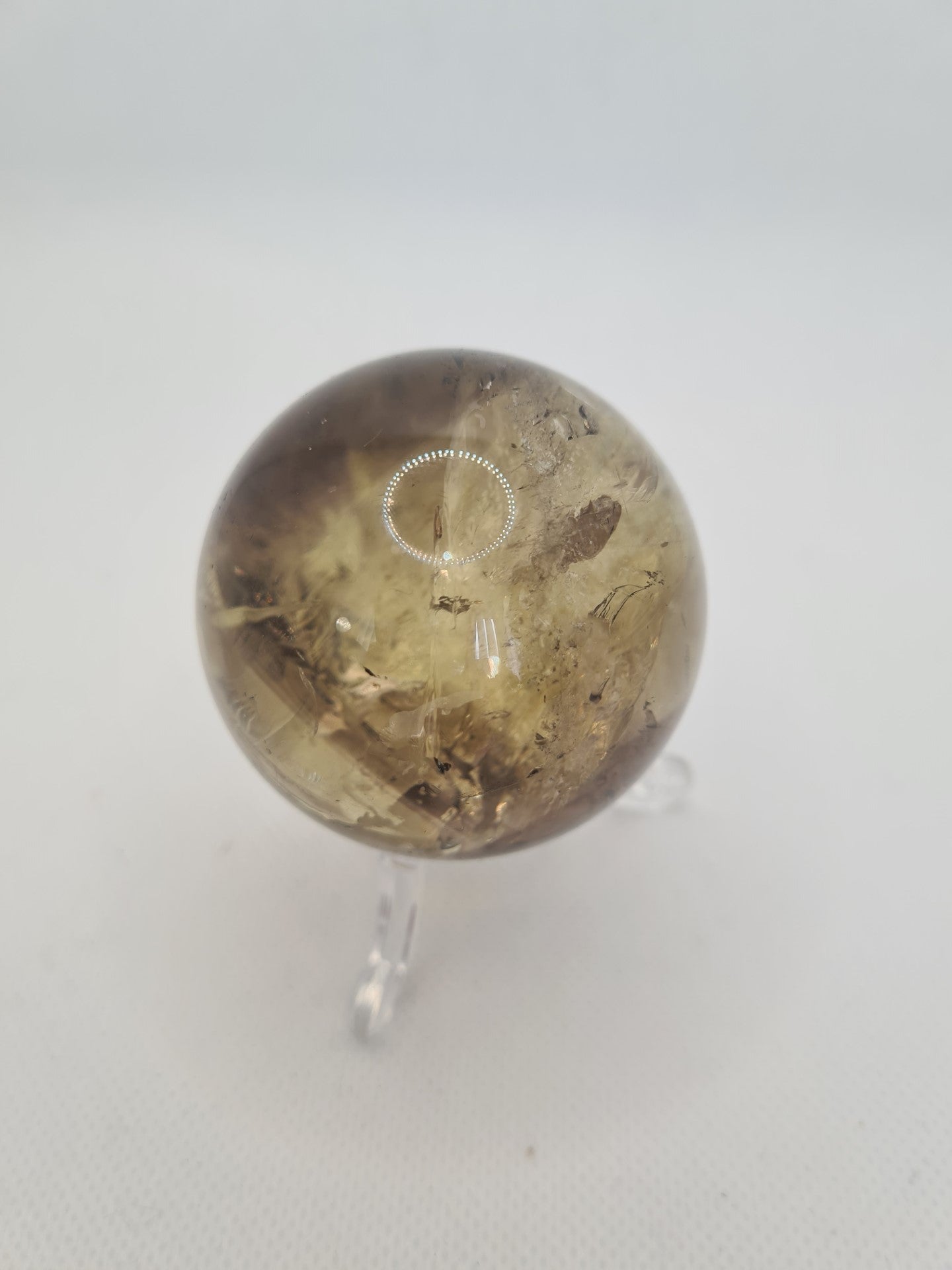 Lovely Citrine sphere with rutile (beautiful rainbows)