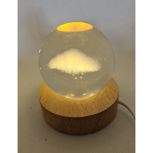 Cloud Engraved Crystal 60mm Orb with Light Stand Cloud Sphere Cloud Crystal Ball