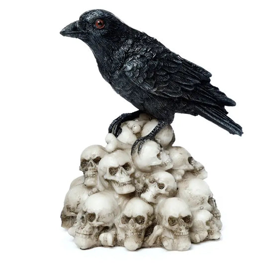 Crow Standing on Pile of Skulls Ornament - crow