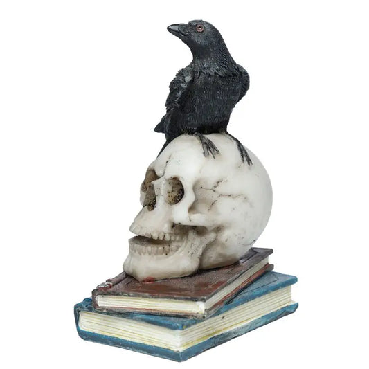 Crow Standing on Skull and Books Ornament - crow