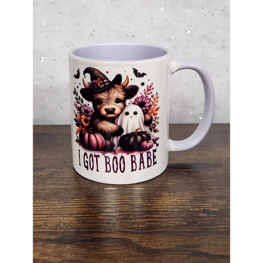 Cute Highland Coo and Ghost Mug with Optional Coaster (1) - Perfect for Halloween - Mug Drinkware - mug