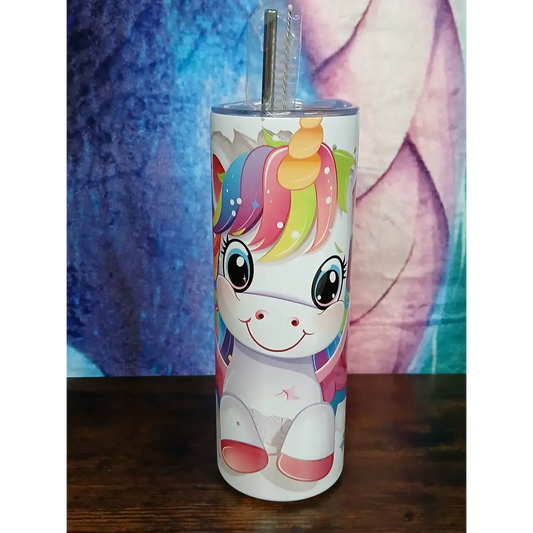 Cute Little Unicorn Tumbler - Water Bottle - Drinkware for Kids - Drinkware - Tumbler