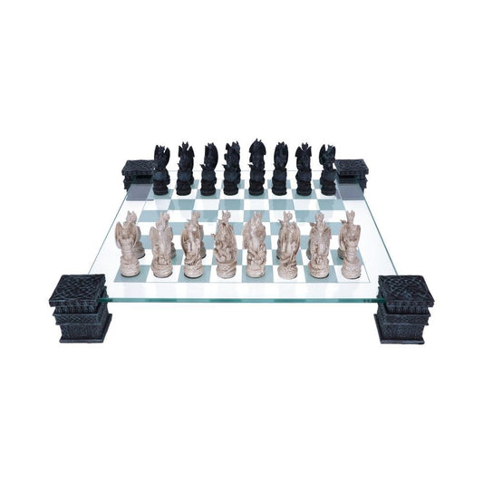 Dragon Chess Set 43cm Raised Fantasy Dragon Chess Set With Corner Towers 43cm by Nemesis Now