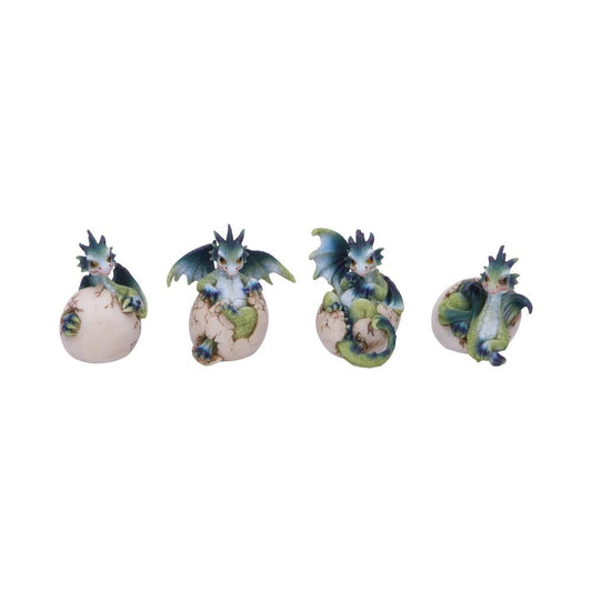 Hatchlings Emergence (Set of 4) 8cm Set of Four Hatchlings Emergence Dragonling Hatching from Egg Figurine