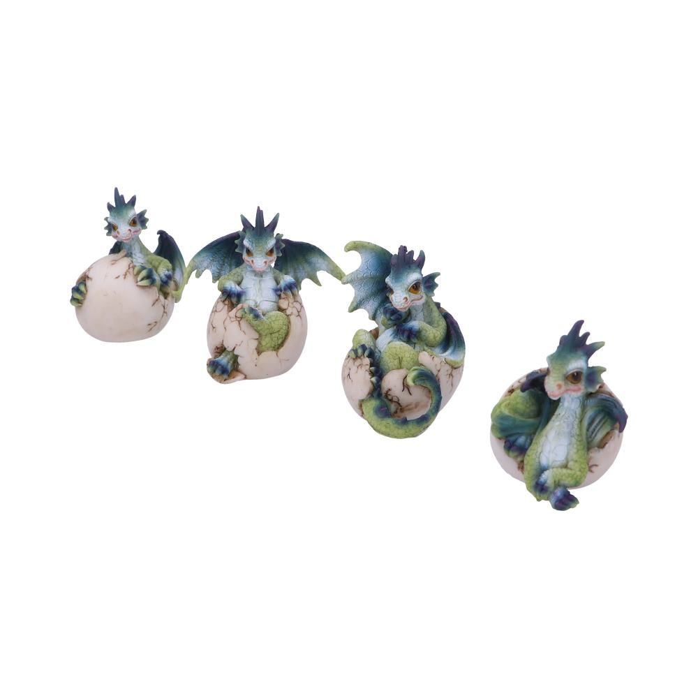 Hatchlings Emergence (Set of 4) 8cm Set of Four Hatchlings Emergence Dragonling Hatching from Egg Figurine