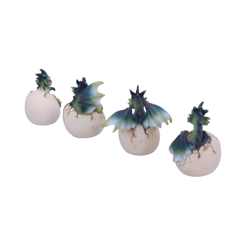 Hatchlings Emergence (Set of 4) 8cm Set of Four Hatchlings Emergence Dragonling Hatching from Egg Figurine